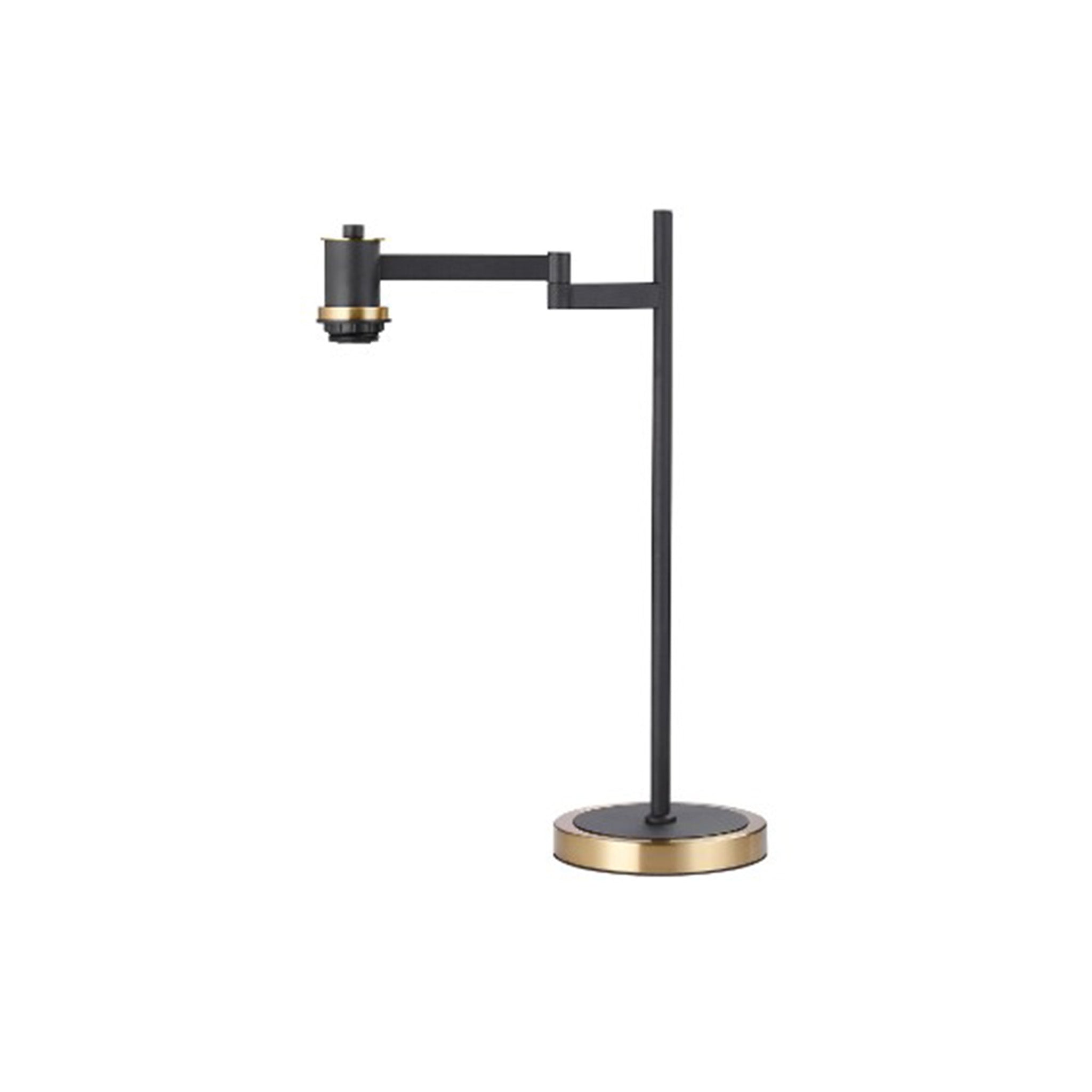 Adjustable arm table lamp in black with antique brass detailing, with a choice of eleven glass shades.  Dimensions: H:520 D:365 W:170 mm  Bulb:E14 20Watt  Delivery:  4-6 days